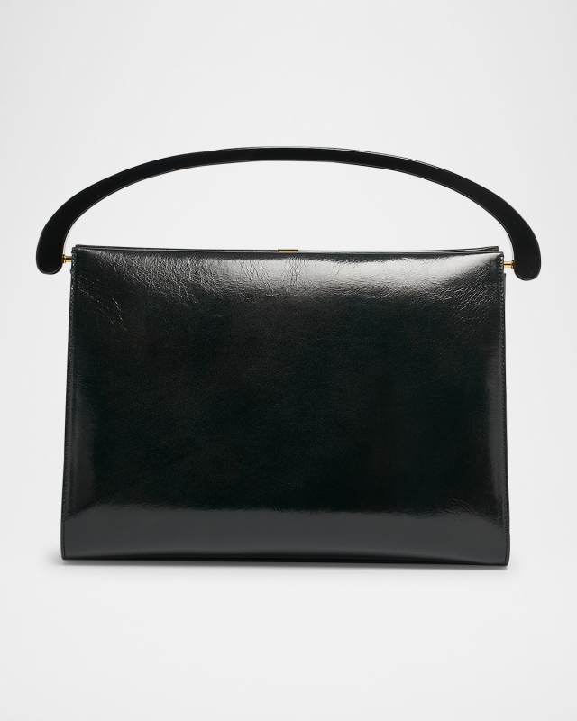 Crisp Frame Leather Top-Handle Bag